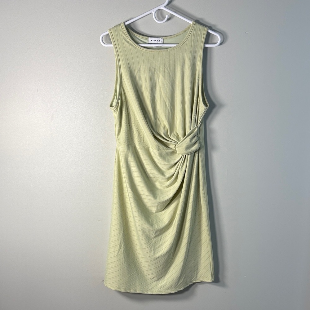 Gilli Light Sage Green Sleeveless Midi Dress with Side Knot